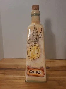 Made in Italy Large Ceramic Olio Bottle Hand Painted Decoration - Picture 1 of 10