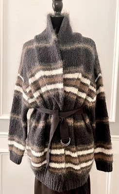 $5995 BRUNELLO CUCINELLI WOOL/MOHAIR 重型针织开衫 尺寸 L 到 3XL 豪华 — 第 1/4 张图片