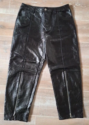WEEKDAY 40 schwarz Hose Biker Viskose Polyester Damen Reißverschlüsse silber - Bild 1 von 4