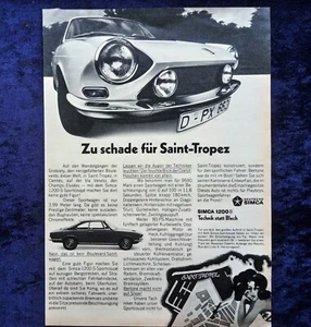 Simca 1200 S Coupe, originale Werbung aus 1969 - Picture 1 of 1