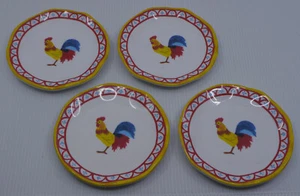 4 QSQUARED, Q SQUARED MELAMINE APPETIZER PLATES w ROOSTERS, FARMHOUSE STYLE, NEW - Picture 1 of 5
