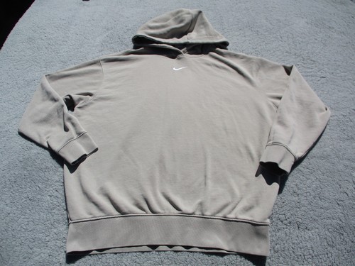 OFF WHITE Nike Felpa con Cappuccio Donna Media Abbigliamento Sportivo Essential Washed Club Fleece Crema Nuova con etichette Uomo