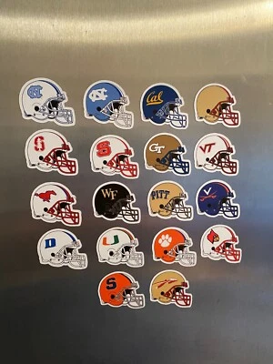 NCAA FOOTBALL HELMET SET MAGNETS - ACC Teams - 18 magnets