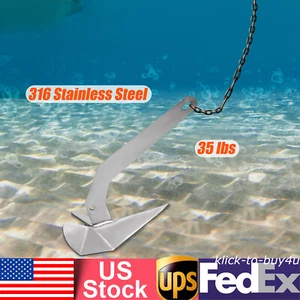 35lb 316 Stainless Steel Delta Style Marine Anchor Small Yacht Boat Anchor - Picture 1 of 15