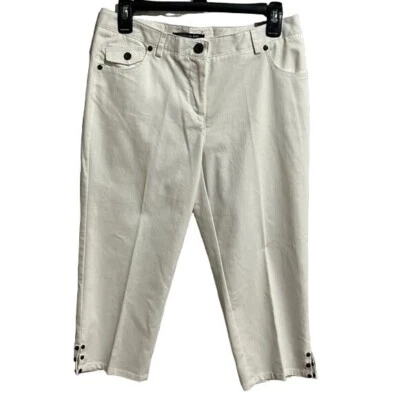 Zac & Rachel White Slim Cropped Pants, Size 4P - Image 1 of 4