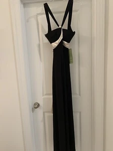 Morgan And Company festliches Kleid Größe 4 schwarz & elfenbeinfarben neu mit Etikett Urlaubskleidung - Bild 1 von 13