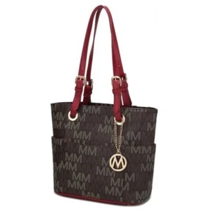 Cavalli Tasche braun/rote Träger mit luxuriösen goldfarbenen Beschlägen MKF Collection - Bild 1 von 5