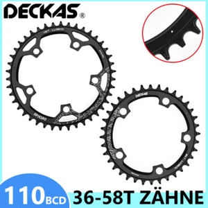 Catena DECKAS BCD 110 mm 36-58T denti bicicletta Narrow Wide MTB rotonda nera - Foto 1 di 21