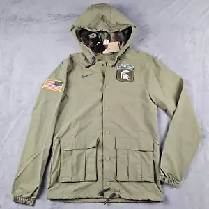 Michigan State Spartans Jacket Men's Small Green Camo Nike Military Snap Hoodie - Picture 1 of 14