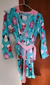Squishmallows Blue Pink Robe Girls Size 10 Cam, Fifi, Winston, Patty Cow Hood - Picture 1 of 8