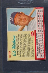 1962 Post Cereal #147 Ed Mathews Braves VG/EX *217 - Bild 1 von 1