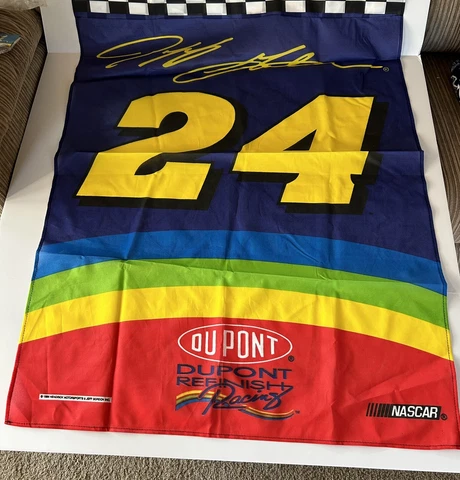 Vintage 1996 Jeff Gordon 24 Nascar DuPont Racing Rainbow Warrior Flag 41"X31" Cover