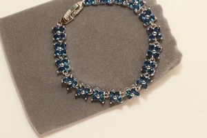 7Ct Round Lab Created Sapphire Women's Wedding Bracelet 14k White Gold Plated - Picture 1 of 5