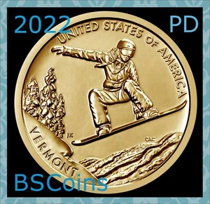 2022 P&D American Innovations VERMONT Dollar - 2 Coins - FREE Ship TODAY!! - Bild 1 von 2