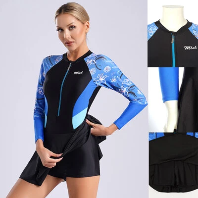 Frauen Kleid Athletisch Badeanzug Rash Guard Strandbekleidung Bikini Kostüm - Bild 1 von 4
