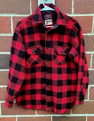 Camiseta Johnson Woolen Mills Buffalo Check Roja Negra Hecha en EE. UU. - Talla Mediana Foto 1 de 4