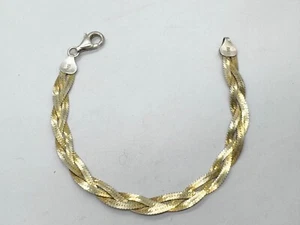 VINTAGE 9ct GOLD ON SILVER CELTIC ROPE TWIST PANEL LADIES BRACELET BANGLE - Picture 1 of 7