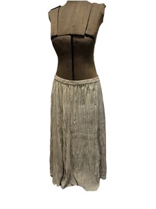 Gonna vintage Orvis donna L kaki plissettata maxi cottagecore boho morbida - Foto 1 di 4