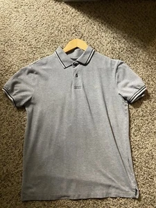 Emporio Armani Men’s Grey Cotton Short Sleeve Polo Shirt Size S 100% Cotton - Picture 1 of 10