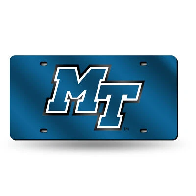 Middle Tennessee Blue Raiders NCAA Blue Mirrored Laser Cut License Plate Tag - Image 1 of 4