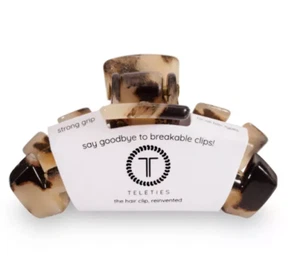 TELETIES Tortoise Tiny Hair Clip -Blonde, Bendable Teeth, Strong Hold 1.77" Long - Picture 1 of 5