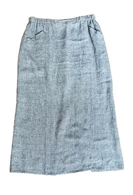 Maxi Falda FLAX by Jeanne Engelhart S Gris Lino Elástico Cintura Bolsillos Abertura Trasera Foto 1 de 4