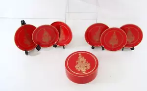 OTAGIRI CHRISTMAS TREE RED COASTER 6 PC SET IN BOX G60/202 HOLIDAY - Picture 1 of 1