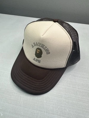 Otto Snapback A BATHING APE BAPE  Trucker Hat Cap Brown Mesh - Image 1 of 4