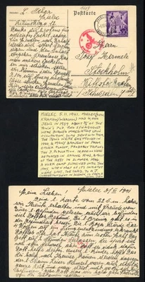 1941 Germany Occ Poland Postcard To Sweden Mielec CDS Jewish Mail Censored WWII - Image 1 of 3