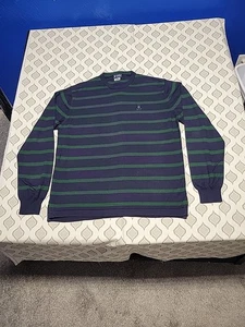 Psycho Bunny Sweater XL Blue Green Striped - Picture 1 of 4