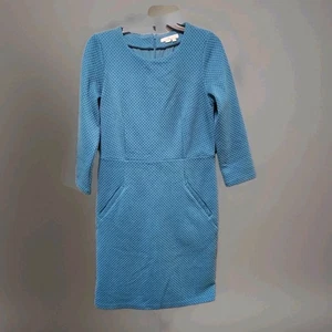 Vestido acolchado azul Boden para mujer UK 12/US 8R manga 3/4 texturizada - Imagen 1 de 8
