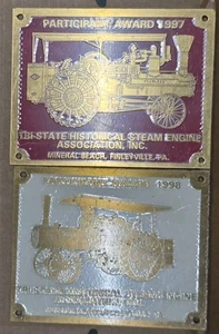Placas de premio al participante de latón 1997 + 1998 "motor de vapor histórico triestatal" - Imagen 1 de 8