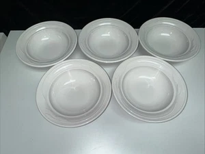 JUEGO DE 5- TAZONES SOPA CEREAL CON BORDE DE FLORA BLANCA CORNINGWARE 7 7/8" L-20 - Imagen 1 de 6