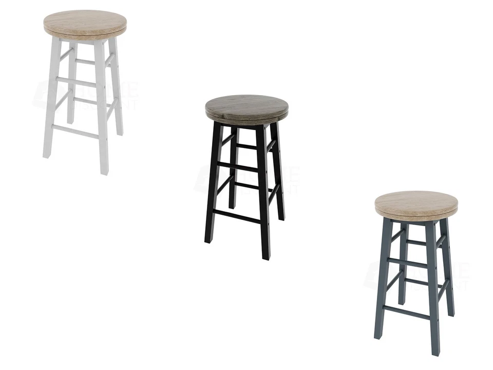 Wooden Revolving Bar Stool Kitchen Breakfast Seat Dining Furniture - Image 1 of 1