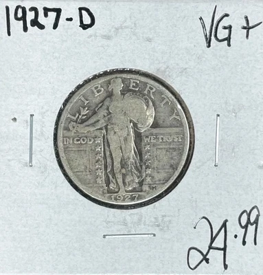 1927-D STANDING LIBERTY SILVER QUARTER ~VG+ ~NICE COIN~ - Image 1 of 2