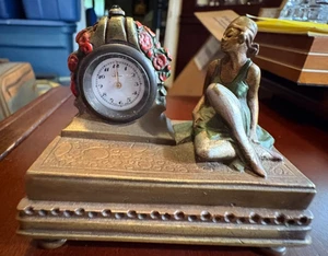 Vintage Omega Bronze Clock With Figurine & Inside "Embrace" Sculpture - Picture 1 of 7