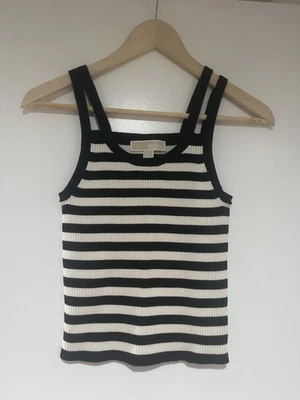 Top Michael Kors Tejido Negro Blanco Rayas Algodón Nuevo Mujer Talla XS Foto 1 de 4