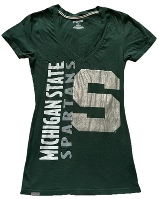🏈JANSPORT Women’s MICHIGAN STATE SPARTANS Cap Sleeve V-Neck T-Shirt-Size M - Image 1 of 3
