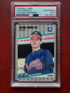 1989 Fleer JOHN SMOLTZ ROOKIE AUTO *PSA* HOF * ATLANTA BRAVES - Picture 1 of 3