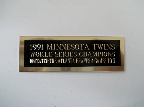 Minnesota Twins Baseball Card 1991 World Series Card Plaque Nameplate 1" X 3" Cover