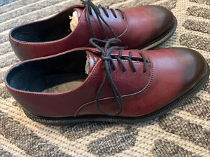 Dr. Martens Fawkes Borgogna brunito punta piatta derby Oxford uomo US M 7 L 8 - Foto 1 di 10