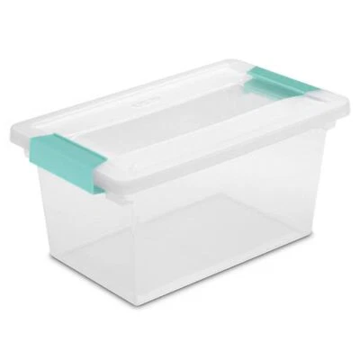 2 Pack Medium Clear Storage Box Clip Box with Blue Latches for Organizing - Image 1 of 4