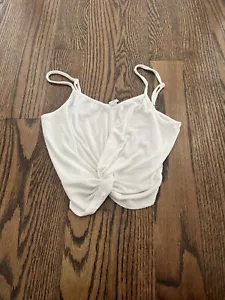 Full Tilt Juniors Medium White Ribbed Twist Front Tank Top W/ Adjustable Straps - Picture 1 of 1