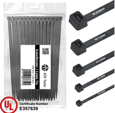 Profi Kabelbinder 100-1000 Stk. Sortiment Schwarz Weiß Extrem Zugfest UV - Bild 1 von 4