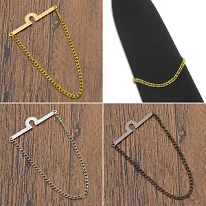 Herren Krawatte Kette Tack Clip Verriegelung Pin Schutz Kupplung hinten sicherer Halter - Bild 1 von 9