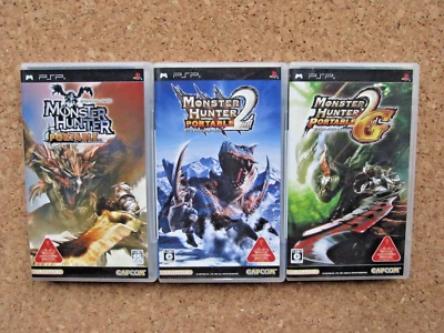 Sony PSP Game Soft Monster Hunter Portable & 2nd & 2nd G Total 3set  From Japan - Image 1 of 4