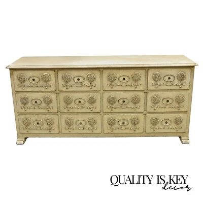 Комод French Country Provincial Cream Distress расписной 8 ящиков от Roundtree - Изображение 1 из 4