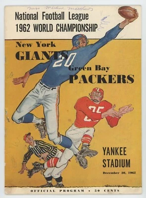 1962 NFL World Championship Program *Marked* Yankee Stadium Giants Packers #A - Image 1 of 2
