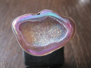 Traum Statement Designer Unikat Ring 925er Silber Glitzer Druse verstellbar  - Picture 1 of 4