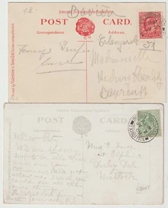 1909 x 2 PPCs IMPERIAL INTERNATIONAL EXHIBITION - 1d TO BEYROUTH ½d TO MATLOCK - Picture 1 of 3